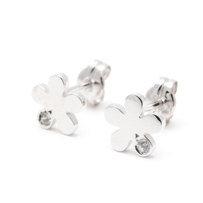 Pendientes Oro Blanco Niña Comunión Flor