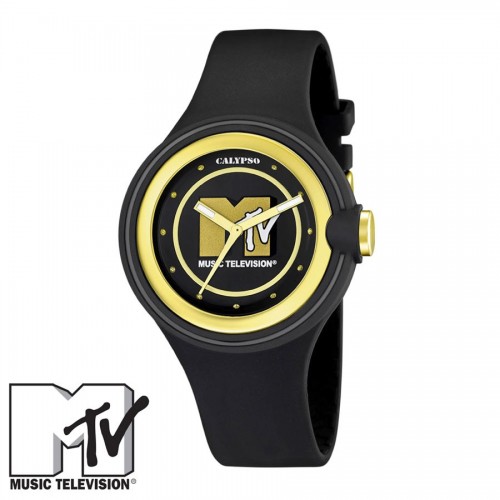 Reloj MTV Dorado Caucho Negro