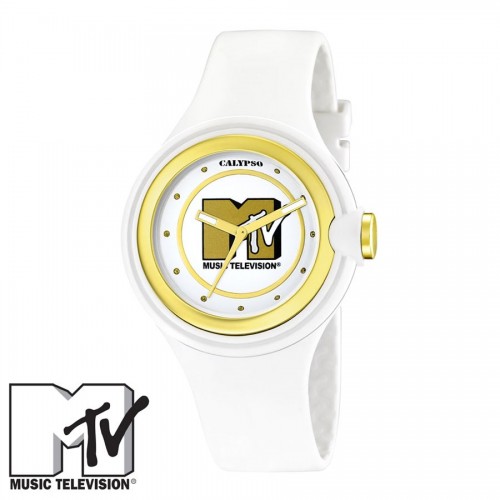 Reloj MTV Dorado Caucho Blanco