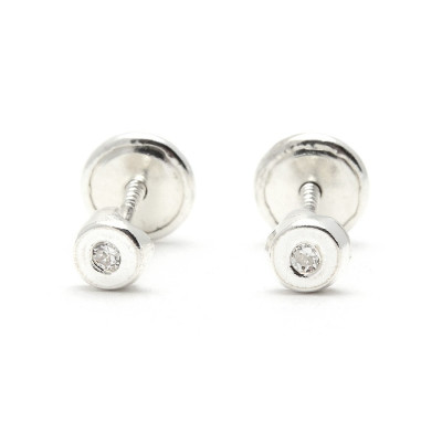 Pendientes Plata Bebe Niña Infantil Círculo Circonita