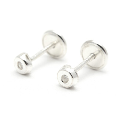 Pendientes Plata Bebe Niña Infantil Círculo Circonita