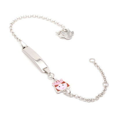 Pulsera Plata Placa Nombre Niña Infantil La Petra Carita Princesa Morena