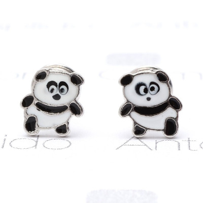 Pendientes Plata Bebé Niña Infantil Rosca La Petra Oso Panda